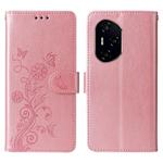 For Honor 300 Pro Embossed Butterfly Flowers Leather Phone Case(Rose Gold)