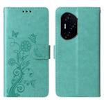 For Honor 300 Ultra Embossed Butterfly Flowers Leather Phone Case(Green)