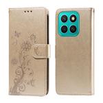 For Honor X8c 4G Embossed Butterfly Flowers Leather Phone Case(Gold)