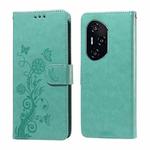 For Honor 400 Embossed Butterfly Flowers Leather Phone Case(Green)