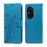 For Honor 400 Embossed Butterfly Flowers Leather Phone Case(Blue)