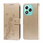 For Honor 400 Lite Embossed Butterfly Flowers Leather Phone Case(Gold)