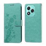 For Honor 400 Lite Embossed Butterfly Flowers Leather Phone Case(Green)