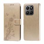 For Honor 400 Smart 5G / X7d 4G / Play 10T 5G Embossed Butterfly Flowers Leather Phone Case(Gold)