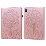 For Honor Pad 8 Tree & Deer Embossed Leather Tablet Case(Pink)