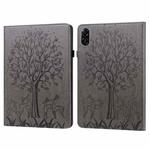 For Honor Pad X9 Tree & Deer Embossed Leather Tablet Case(Grey)