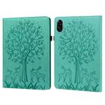 For Honor Pad X9 Tree & Deer Embossed Leather Tablet Case(Green)