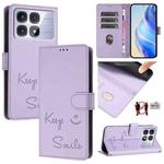 For Redmi K70 Ultra 5G Global Smile Embossing RFID Leather Phone Case(Light Purple)