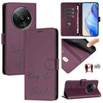 For Redmi A3 4G Global Smile Embossing RFID Leather Phone Case(Violet)