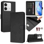 For Redmi Note 13 5G Global Smile Embossing RFID Leather Phone Case(Black)