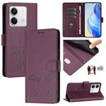 For Redmi Note 13 5G Global Smile Embossing RFID Leather Phone Case(Violet)