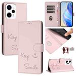 For Redmi Note 11T Pro+ / 12T Pro Smile Embossing RFID Leather Phone Case(Pink)