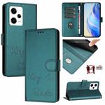 For Redmi Note 12 Pro+ 5G Global / India Smile Embossing RFID Leather Phone Case(Peacock Green)