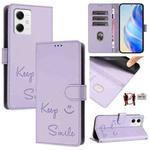 For Redmi Note 12 5G Global / India Smile Embossing RFID Leather Phone Case(Light Purple)