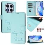 For Redmi Note 14 Pro 4G Smile Embossing RFID Leather Phone Case(Mint Green)