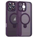 For iPhone 16 Pro Max Matte Texture 360 Degree Rotary Tone Holder MagSafe Phone Case(Dark Purple)