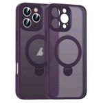 For iPhone 16 Pro Matte Texture 360 Degree Rotary Tone Holder MagSafe Phone Case(Dark Purple)