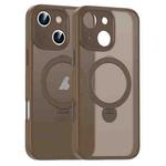 For iPhone 16 Plus Matte Texture 360 Degree Rotary Tone Holder MagSafe Phone Case(Bronze)