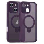 For iPhone 16 Plus Matte Texture 360 Degree Rotary Tone Holder MagSafe Phone Case(Dark Purple)