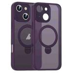 For iPhone 15 Plus Matte Texture 360 Degree Rotary Tone Holder MagSafe Phone Case(Dark Purple)