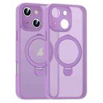 For iPhone 15 Plus Matte Texture 360 Degree Rotary Tone Holder MagSafe Phone Case(Roland Purple)