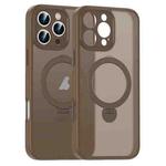 For iPhone 14 Pro Max Matte Texture 360 Degree Rotary Tone Holder MagSafe Phone Case(Bronze)