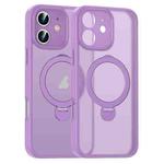 For iPhone 12 Matte Texture 360 Degree Rotary Tone Holder MagSafe Phone Case(Roland Purple)