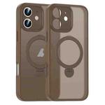 For iPhone 11 Matte Texture 360 Degree Rotary Tone Holder MagSafe Phone Case(Bronze)