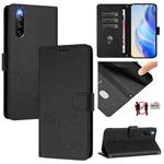 For Sony Xperia 10 IV Smile Embossing RFID Leather Phone Case(Black)