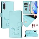For Sony Xperia 10 V 4G Smile Embossing RFID Leather Phone Case(Mint Green)