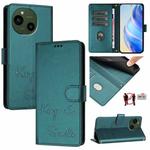 For Sharp Aquos R9 Smile Embossing RFID Leather Phone Case(Peacock Green)