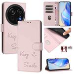 For Sharp Aquos R9 Pro Smile Embossing RFID Leather Phone Case(Pink)