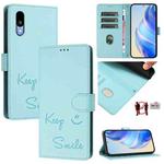 For Sharp Basio Active3 Smile Embossing RFID Leather Phone Case(Mint Green)