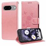 For Google Pixel 8 Embossed Butterfly Flowers Leather Phone Case(Rose Gold)