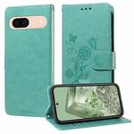 For Google Pixel 8a Embossed Butterfly Flowers Leather Phone Case(Green)