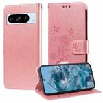 For Google Pixel 8 Pro Embossed Butterfly Flowers Leather Phone Case(Rose Gold)