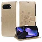 For Google Pixel 9a Embossed Butterfly Flowers Leather Phone Case(Gold)