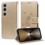 For Sony Xperia 1 VI Embossed Butterfly Flowers Leather Phone Case(Gold)