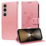 For Sony Xperia 1 VI Embossed Butterfly Flowers Leather Phone Case(Rose Gold)