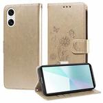 For Sony Xperia 10 VI Embossed Butterfly Flowers Leather Phone Case(Gold)