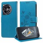 For OnePlus 12R / Ace 3 5G Embossed Butterfly Flowers Leather Phone Case(Blue)