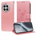 For OnePlus Ace 3 Pro 5G Embossed Butterfly Flowers Leather Phone Case(Rose Gold)