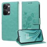 For OnePlus Nord 3 / Ace 2V Embossed Butterfly Flowers Leather Phone Case(Green)