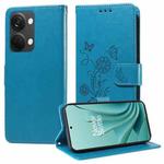 For OnePlus Nord 3 / Ace 2V Embossed Butterfly Flowers Leather Phone Case(Blue)