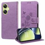 For OnePlus Nord CE 3 Lite / Nord N30 Embossed Butterfly Flowers Leather Phone Case(Purple)