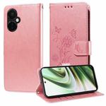 For OnePlus Nord CE3 Embossed Butterfly Flowers Leather Phone Case(Rose Gold)