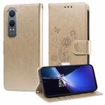 For OnePlus Nord CE 4 Lite Embossed Butterfly Flowers Leather Phone Case(Gold)