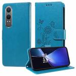 For OnePlus Nord CE 4 Lite Embossed Butterfly Flowers Leather Phone Case(Blue)