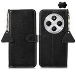 For Redmi 14C 4G Genuine Leather Litchi Texture RFID Leather Phone Case(Black)