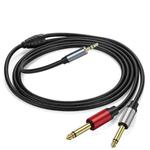 3m Gold Plated 3.5mm TRS Stereo to Dual 6.35mm TS Mono Y Splitter Adapter Audio Cable(Black)